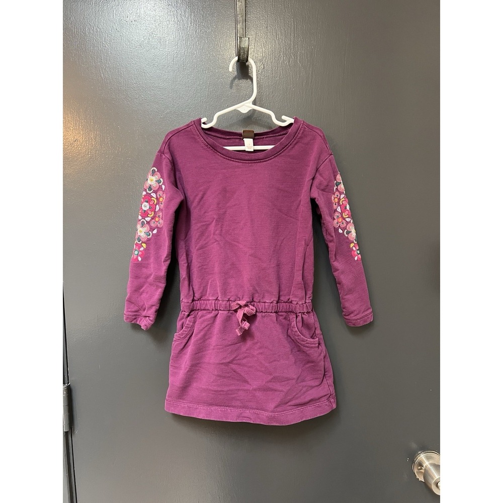 Tea Collection Floral Long Sleeve Purple Dress Size 5